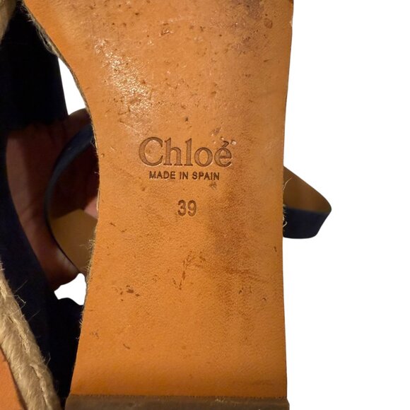 Chloé Navy Suede Scalloped Accent Espadrilles, Size 39 - Picture 9 of 10